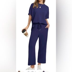 NWT PINSPARK Navy Blue Sleeveless Top and Pants Set